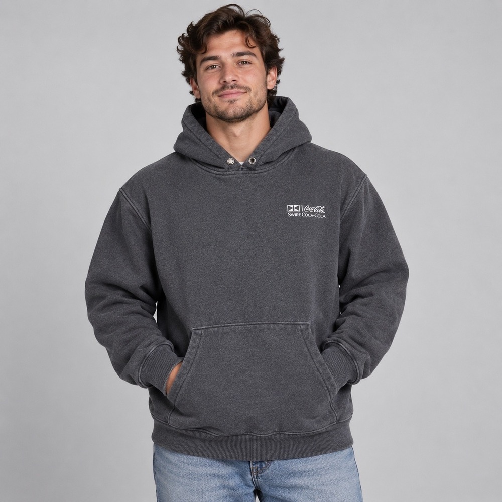 Vintage Coca-Cola Hoodie Mens XL Gray Charcoal Pullover Heavyweight Sweatshirt